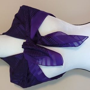 CWT Houndstooth Stripes Scarf Wrap Purple Black Square
